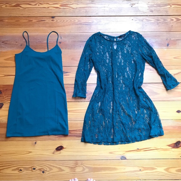 Forever 21 Teal Lace Sheath Dress, EUC, S - Picture 12 of 12